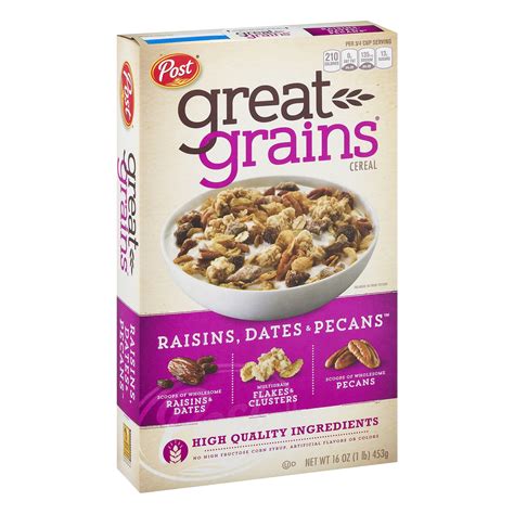 post great grains breakfast cereal raisins  pecans  oz