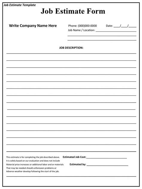 blank  printable bid proposal forms  printable contractor bid