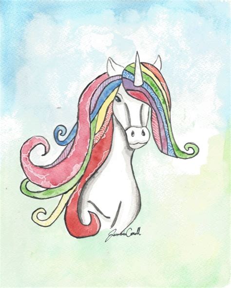 items similar  rainbow unicorn watercolor print  etsy