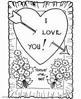 Coloring Printable Valentine Cards Pages Valentines Print Holidays sketch template