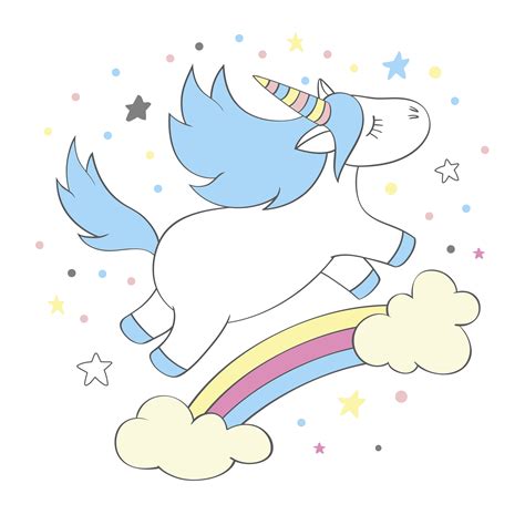 magic cute unicorn  cartoon style doodle unicorn  cards posters