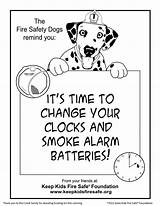 Coloring Time Change Safety Fire Smoke Alarm Clocks Daylight Pages Batteries Savings Kids Sparkles Dog Safe Rocks Printable Alarms Print sketch template