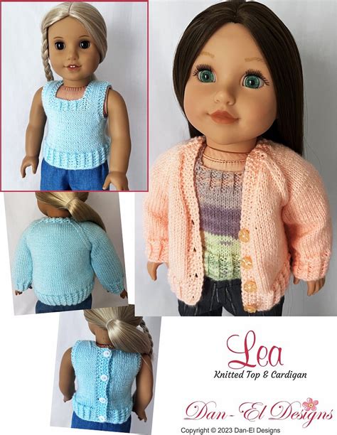 Dan El Designs Lea Doll Clothes Knitting Pattern 18 Inch American Girl