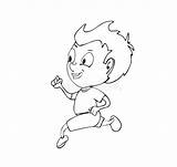 Junge Jungen Laufende Farbtonseite Abbildung Cartoony Laufend Netter Malbuch Fußball Froher Seite Kind sketch template