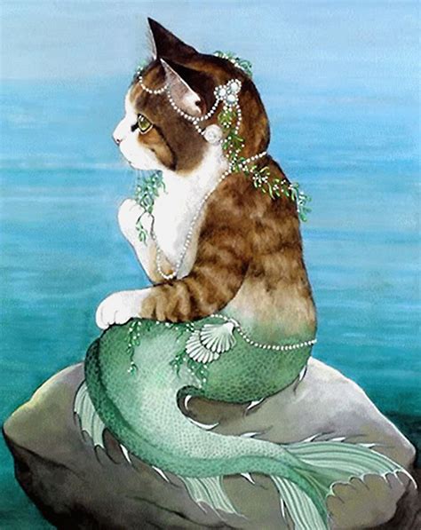 pin  megan weir  chats susan herbert mermaid cat cat art