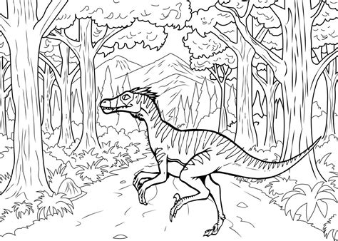 printable velociraptor coloring page