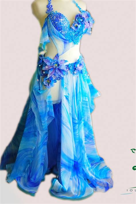 hand dyed sky blue belly dance costume professional dancewear etsy