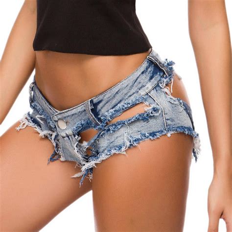 ripped women sexy jeans shorts summer  waist denim hollow  mini