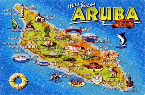 large tourist illustrated map  aruba aruba north america mapsland maps   world