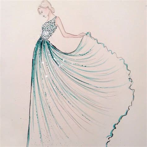 beautiful drawing of dress design