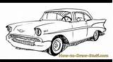 Chevy 57 Drawings Chevrolet Sketch Bel Air Draw Step Car Coloring 50s Pencil Drawing 1957 Cars Pages 1955 Sketchbook Sketches sketch template