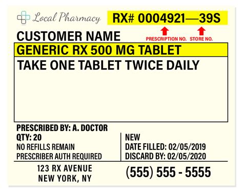 medication label template