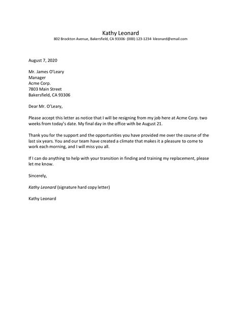 resignation letter templates
