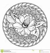 Mandala Ete Coloriage Krabbel Cercle été Dessin Griffonnage Cirkel Illustratie sketch template