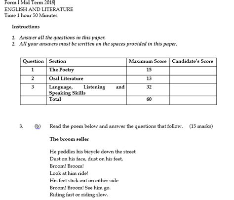 form  english exam paper  answer