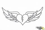 Broken Heart Wings Draw Coloring Drawingnow Step sketch template