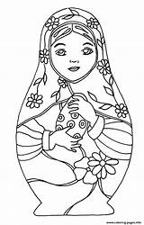 Coloring Dolls Russian Pages Adults Printable Russia Doll Girls Kids Drawing Kokeshi Matryoshka Adult Color Rocks sketch template