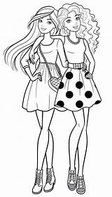Coloring Barbie Pages Doll Color Barbi Friends sketch template