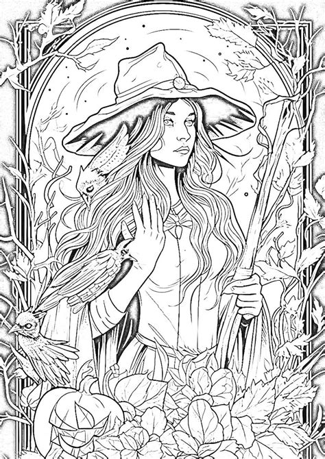 captivating witch coloring pages  kids  adults