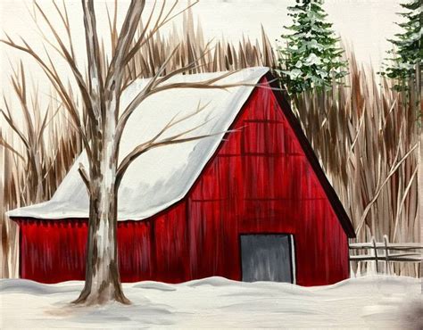 winter red barn barn painting red barn painting simple acrylic paintings