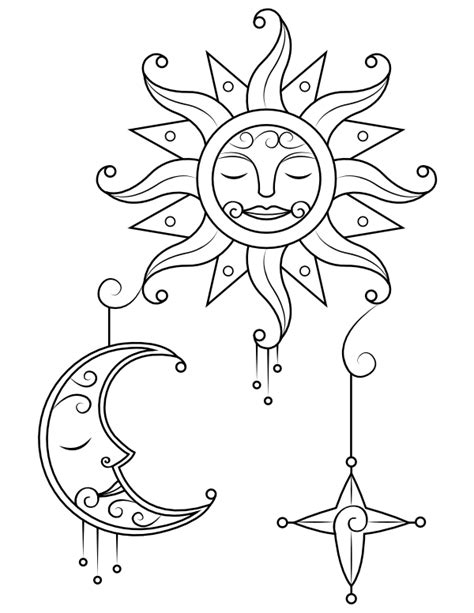 sun moon coloring page