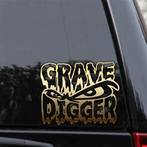 grave digger decal sticker monster truck   road lifted etsy