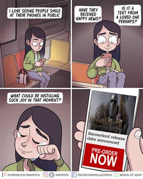 bannerlord release date announced i love seeing people smile at their phones in public know