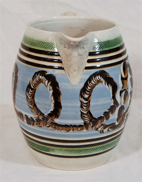 antique english pottery mocha ware pitcher  stdibs