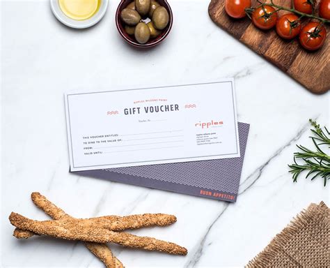 gift voucher design  content styling  ripples restaurants
