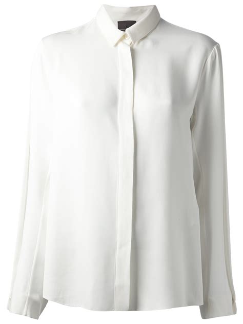 fendi silk long sleeve shirt in white lyst