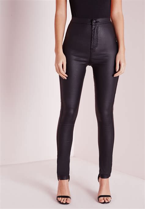 missguided vice super stretch wet look high waisted coated