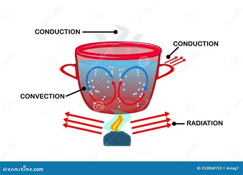 heat transfer convection currents labeled diagram stock vector illustration  methods