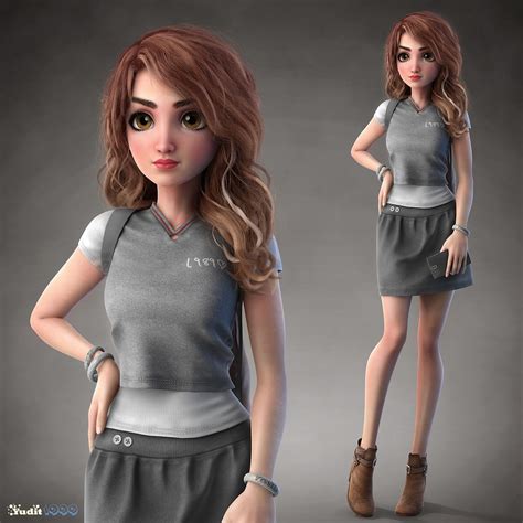 2 Girl 3d Model Character Design By Yuditya Image