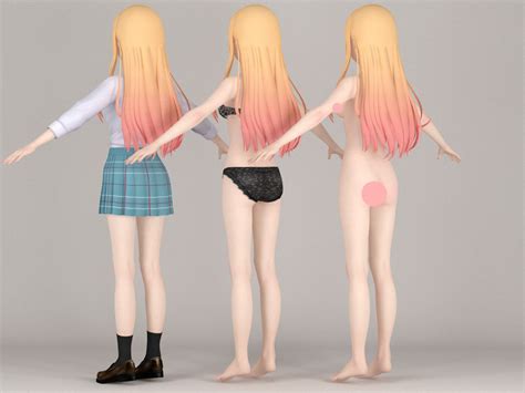 t pose nonrigged model of marin kitagawa anime girl 3d model cgtrader