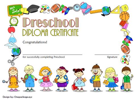 preschool diploma certificate templates