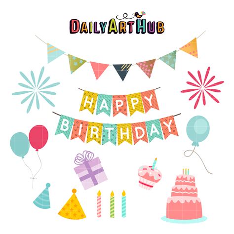 happy birthday theme clip art set daily art hub  clip art everyday