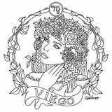 Zodiac Virgo Printable Colouring Signo Vierge Colorier Capricorn Adulte Shadows sketch template