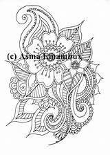 Henna Coloring Tattoo Adult sketch template