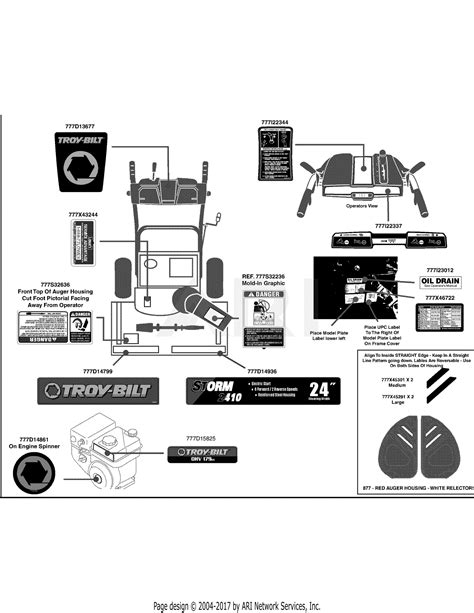 troy bilt asn storm   parts diagram  label map