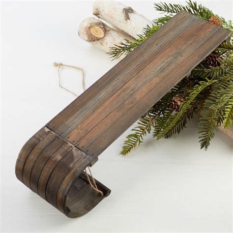 rustic  fashioned wood toboggan christmas  holiday
