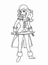 Coloring Pages Pirate Girl Kids Pirates Drawn Hand sketch template