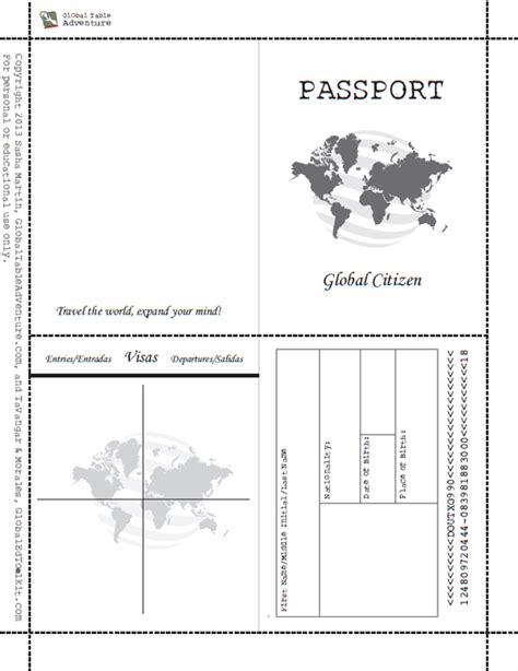 printable passport book global table adventure