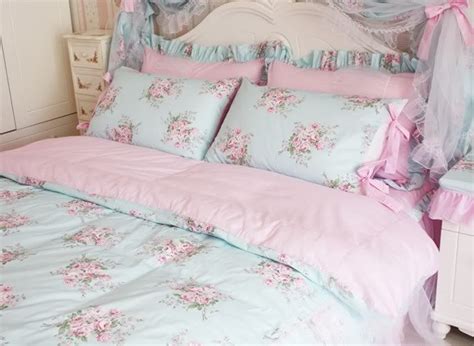Princess Blue Floral Rose Bedding Duvet Comforter Cover