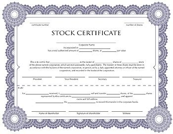 certificate  stock template corporate stock certificates