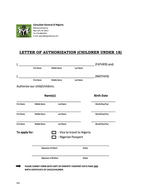 ng letter  authorization children   fill  sign