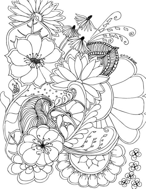 floral adult coloring page color page   coloring etsy canada