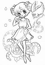 Coloring Pages Vintage Book Adult Books Anime Shoujo Japanese Cute Manga Colouring Girls Drawing Coloriage Digi Bookmarks Stamps Embroidery Sheets sketch template