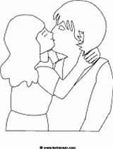 Coloring Kiss Girl Mother Mom Kissing Mommy Link Pdf Format Open Click sketch template