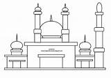 Mewarnai Masjid Sketsa Diwarnai Selamat Kartu Fitri Idul sketch template