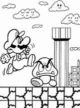 Mario Coloring Mushroom Jumps Bros sketch template